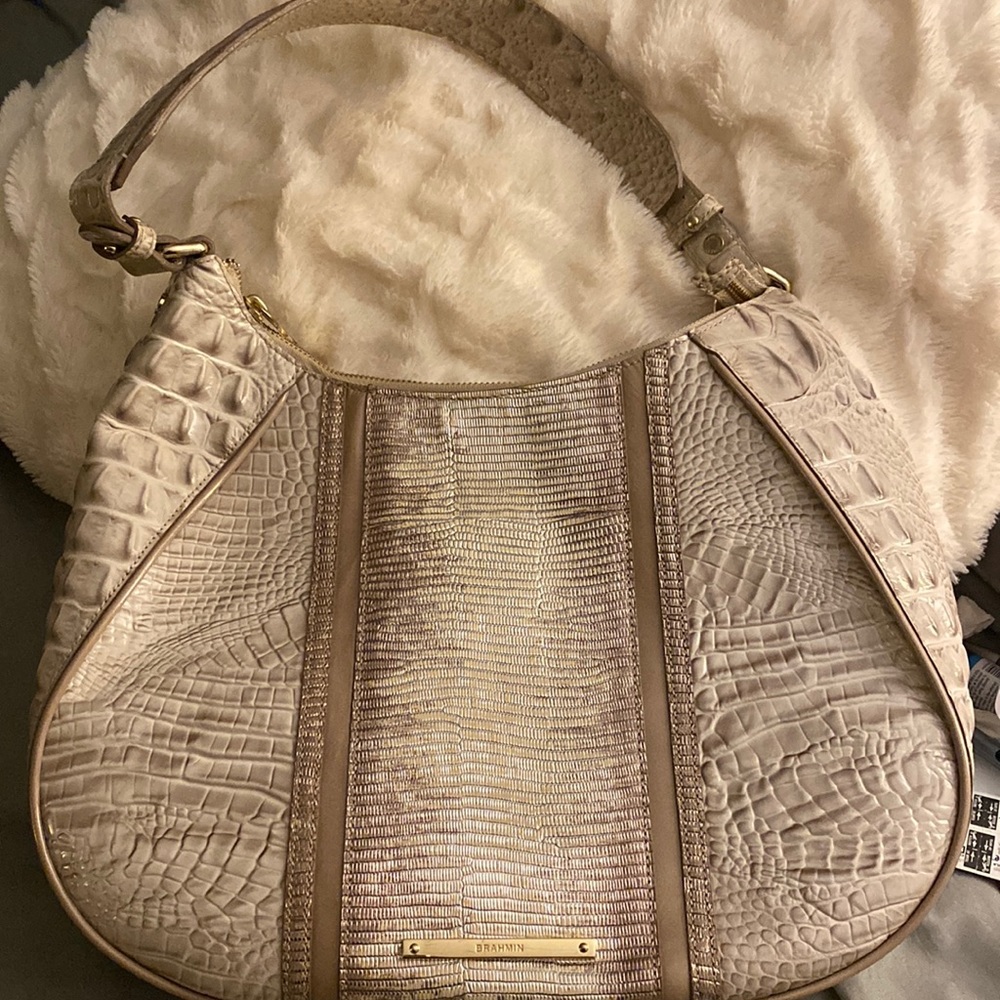 Brahmin Purse - shades of white and tan. Excellent condition.